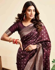 Kanjivaram Banarasi Soft Silk Saree Traditional Wedding Party Wear Sari Designer