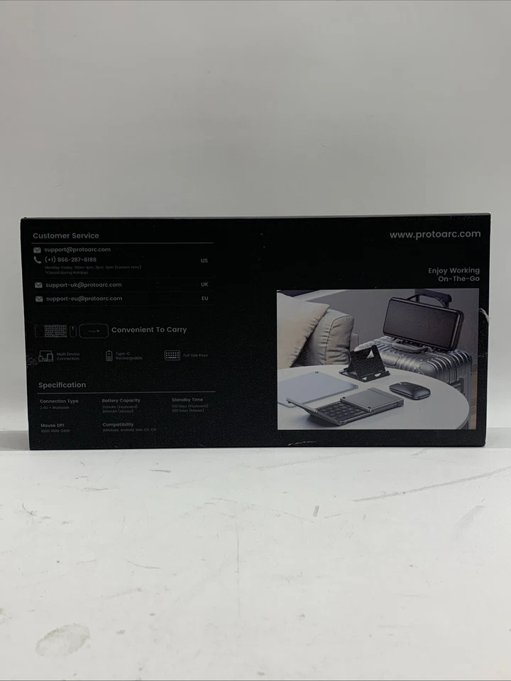 ProtoArc Foldable Keyboard and Mouse, XKM01 Folding Wireless Keyboard Mouse Comb - Image 3 of 4