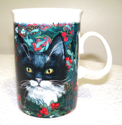 Dunoon Christmas Cat Mug, Made in England