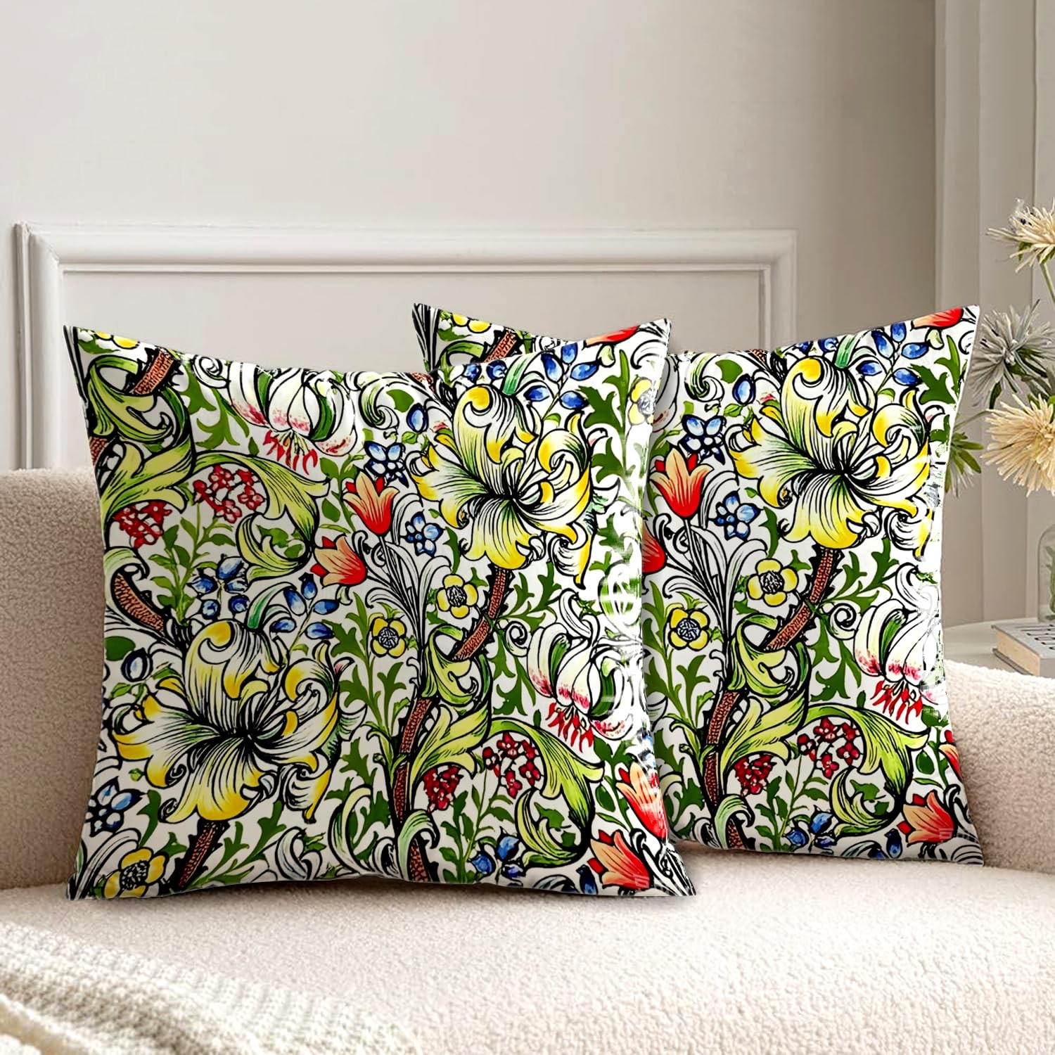 Housse de coussin 40 x 40 cm William Morris pour une ambiance bohème chic au salon
