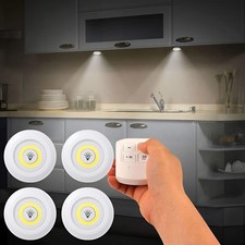 Remote Control LED Push Lights Under Cabinet Dimmable Timer Battery Operated