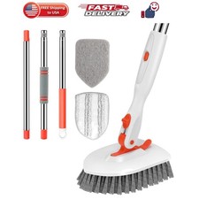 Tile Tub Scrubber Brush 3-in-1 Shower Scrubber with Long Handle  with 3 Deta...