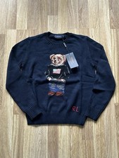 Ralph Lauren Polo Bear Cotton Crewneck Navy Blue Sweater