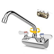 Leak-Free Commercial Sink Faucet 10" Swivel Spout, Wall 4" center 10" spout