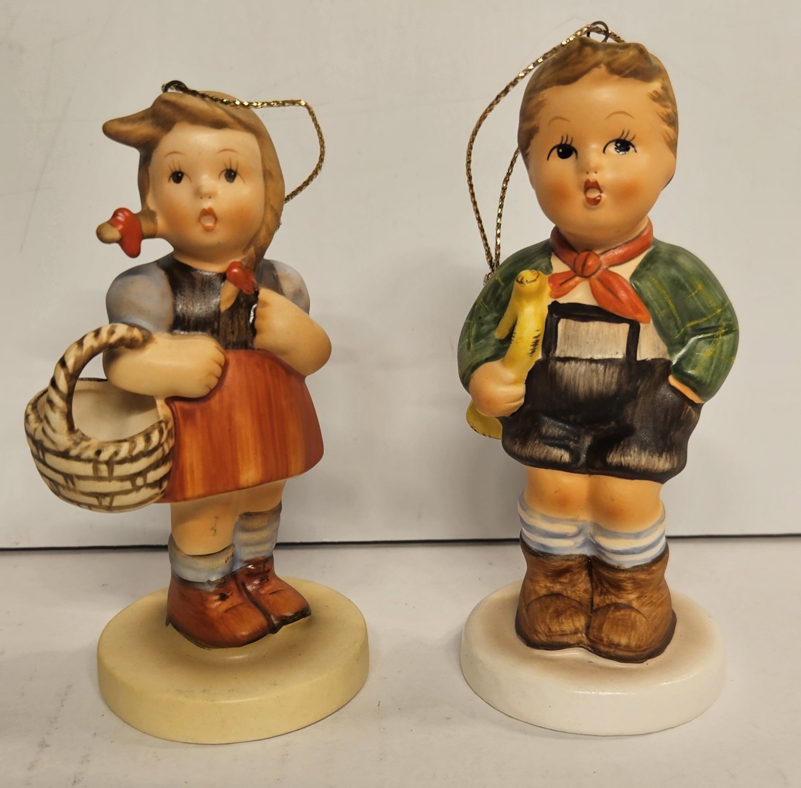 Set OF 2 Schmid Reproduction Ornaments Designed by Berta Hummel 1985 Girl Boy