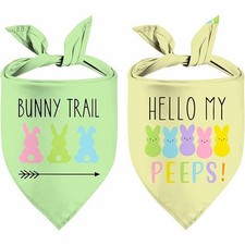 Easter Dog Bandana, 2 Pack Adjustable Holiday Party Pets Easter Egg Rabbit 