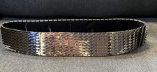 Vintage 80s Belt Silver Tone Metal Fish Scale Stretch Womens 28.5-32