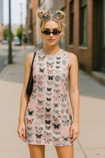 Urban Outfitters Kimchi Blue Butterfly Print Dress Pink Size M Y2K Fairycore