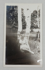 VINTAGE ~ Posing in the Birch Forest ~ Black & White Photo ~ c.1940's -50's ~ 2