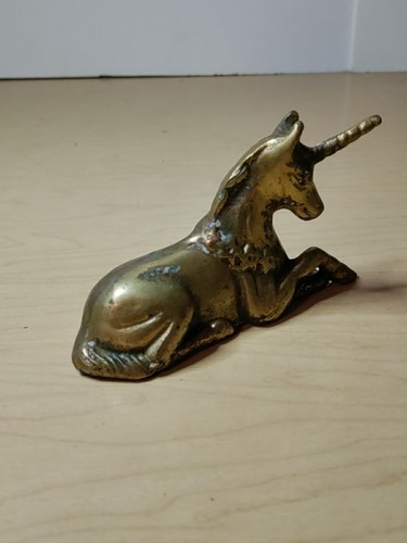 Vintage Brass Unicorn - 3" Tall - Picture 10 of 11