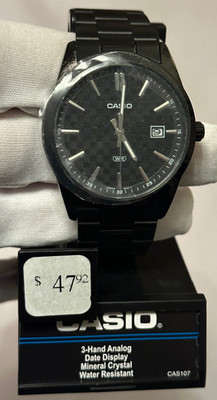 Casio Black Ion Plated Stainless Steel Black Dial Quartz MTP-VD03 Mens Watch NEW