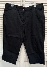 Counterparts Wide Leg Black Capris Pants Size 16P Mid Rise Summer Casual
