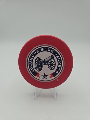 #ad COLUMBUS BLUE JACKETS OFFICIALLY LICENSED COLLECTOR PUCK RARE RED CANNON $29.95