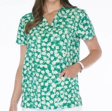 NWT Women's Medium Daisy Print I Love Scrubs Scrub Top