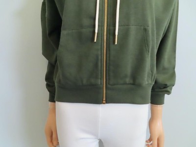 CELINE Olive Green Cream Full-Zip Hoodie Sweatshirt Size XS | eBay