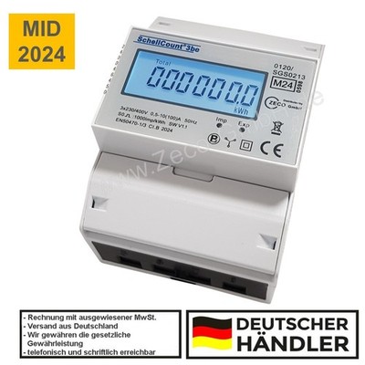 Neuer Schellcount 3be  Drehstromzähler  MID 2024 geeicht bis 2032 für Hutschiene