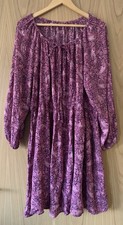 Yours Curve Pink Paisley Crinkle Tie Neck Tunic Dress UK 20