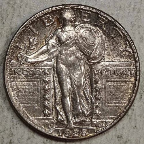 1928-D Standing Liberty Quarter, Choice Almost Uncirculated, Nice Color  0618-13