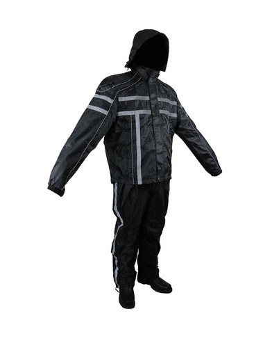 Traje de lluvia Milwaukee Riders para hombre negro textil con capucha de dos piezas para motocicleta - Imagen 1 de 9