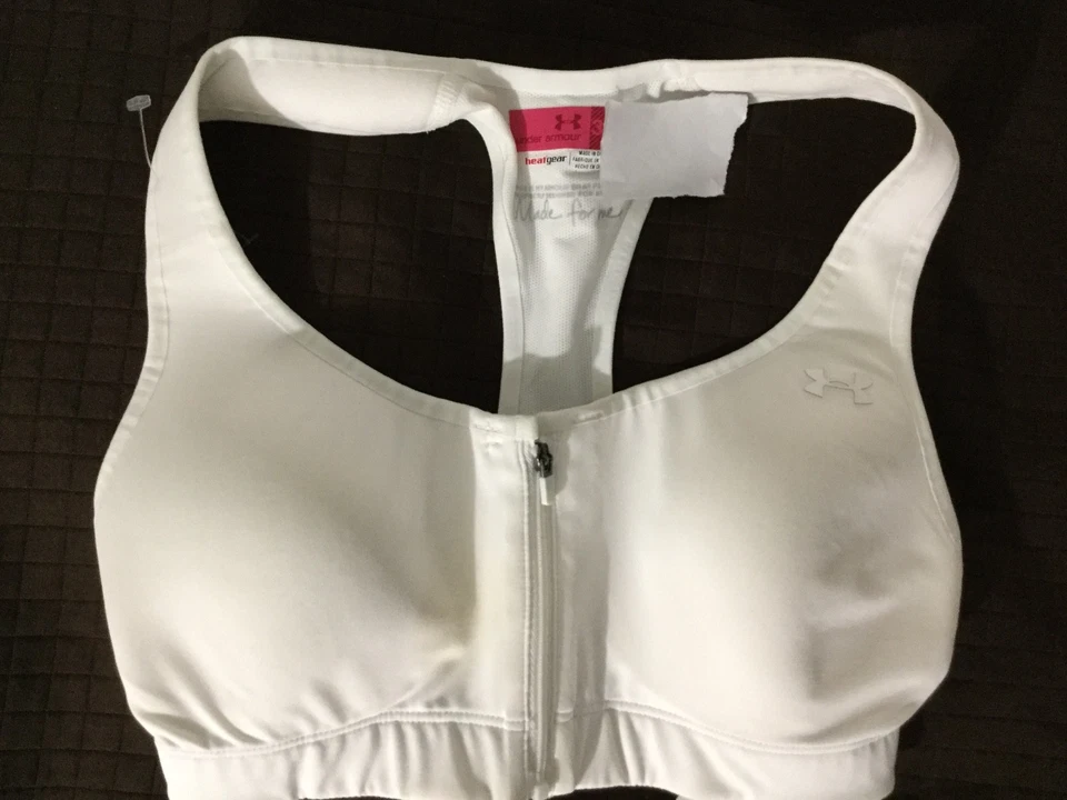 NUEVO CON ETIQUETAS SUJETADOR UNDER ARMOUR SOPORTE ALTO IMPACTO COMPRESIÓN BLANCO MUJER TALLA 32C Foto 3 de 4