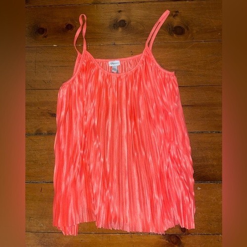 Dynamite Coral Pleated Cami A Plus Chiffon Summer Spring Tank Top Medium - Picture 2 of 3
