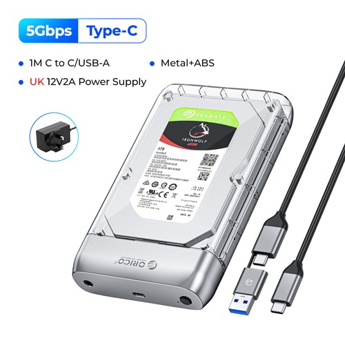 ORICO USB3.0/Type-C Hard Drive Enclosure Case Box Aluminum for 3.5" Sata SSD HDD - Picture 12 of 16