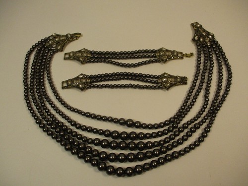 Heidi Daus Huge Statement Necklace Detachable Bracelet Set Faux Pearl Rhinestone - Picture 3 of 13