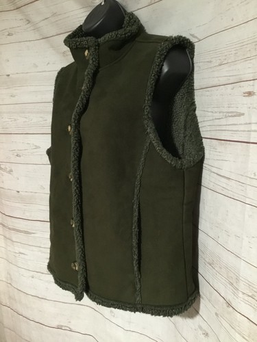 Gilet donna in maglia pelliccia sintetica chiusura bottoni verde taglia M Medium - Foto 3 di 7