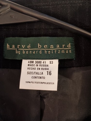 Harve Benard Blazer Jacket Size 16 Black With Dark Stripes - Picture 7 of 7