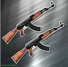 (2) TWO AK47 AK-47 Vinyl Decal Sticker For Car Laptop Skateboard NEW USA Rifle