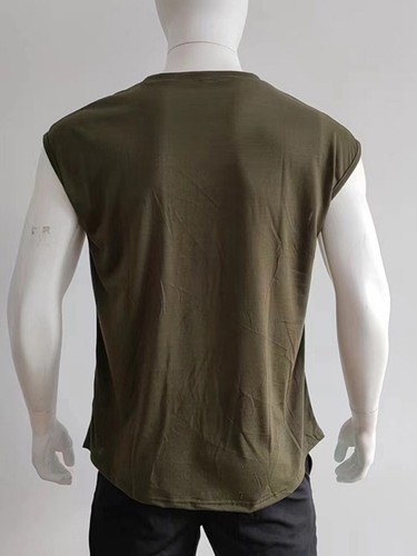 Mens Workout Tank Top Sleeveless Round Neck Gym Bodybuilding Cut Off T Shirts - Picture 13 of 61