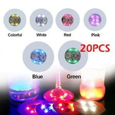 20x Drink Coaster LED Light Up Patch For Bottle Cup Glass Bar Party Light Decor