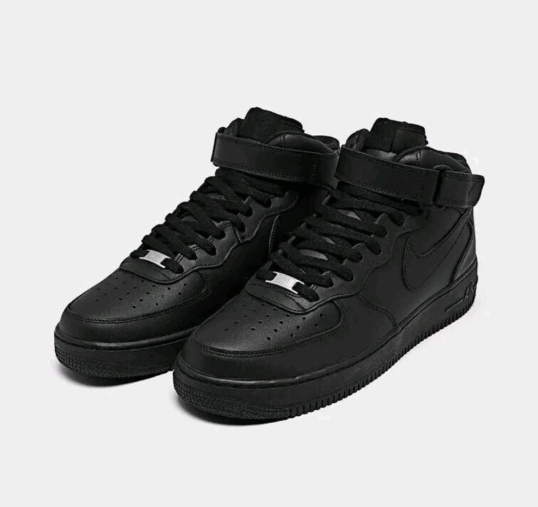 NEW Nike Air Force 1 Mid '07 All Triple Black Blackout Retro Shoes