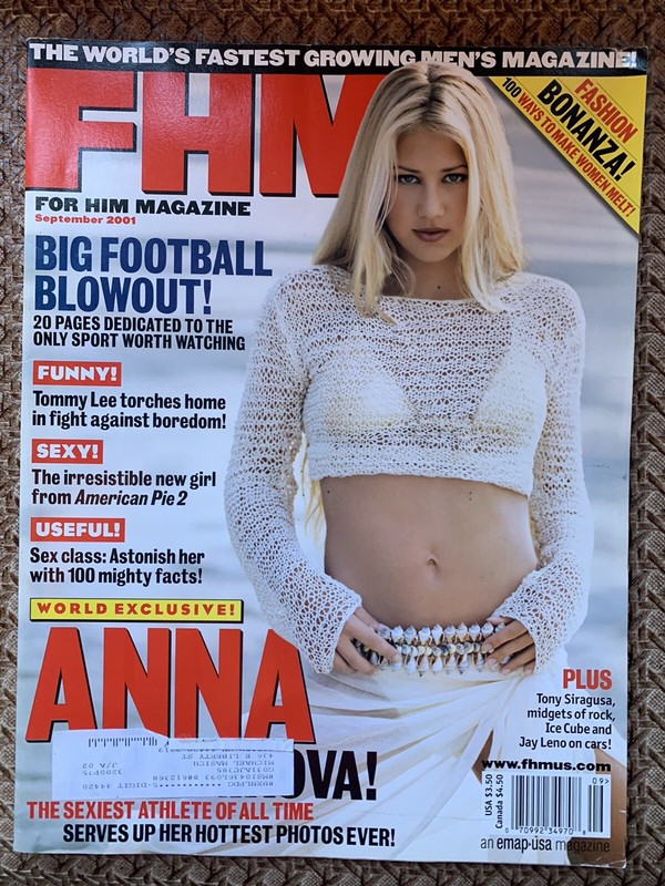 FHM Magazine September 2001 Anna Kournikova Elisa Donovan Tommy Lee Channing Tat