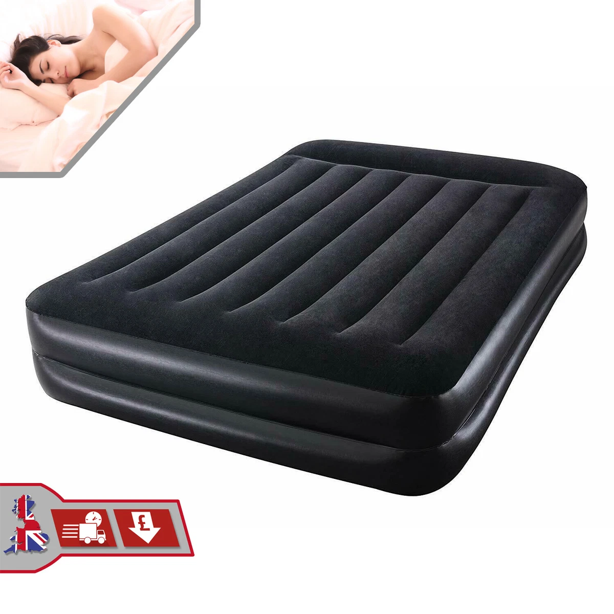 Bestway Flocked Inflatable Air Bed Aeroluxe Mattress w Sidewinder