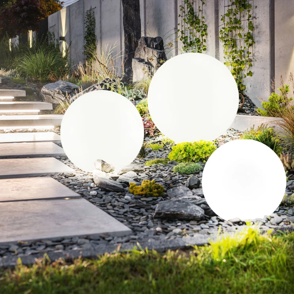 Gartenlampe Außenleuchte Solarlampe LED Kugelleuchte Stecklampe weiß 3er Set - Bild 4 von 4