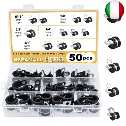50 Pezzi Fascette Stringitubo Regolabile Fascette Stringitubo Acciaio inox