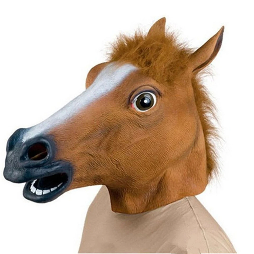 1x Adult Brown Horse Head Mask Halloween Party Animal Costume Novelty Fancy Prop - Image 3 of 4