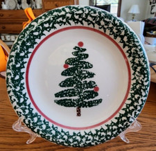 Christmas Tree Star Salad Plate s 8" Ceramic Furio Home Italy White Red Green 