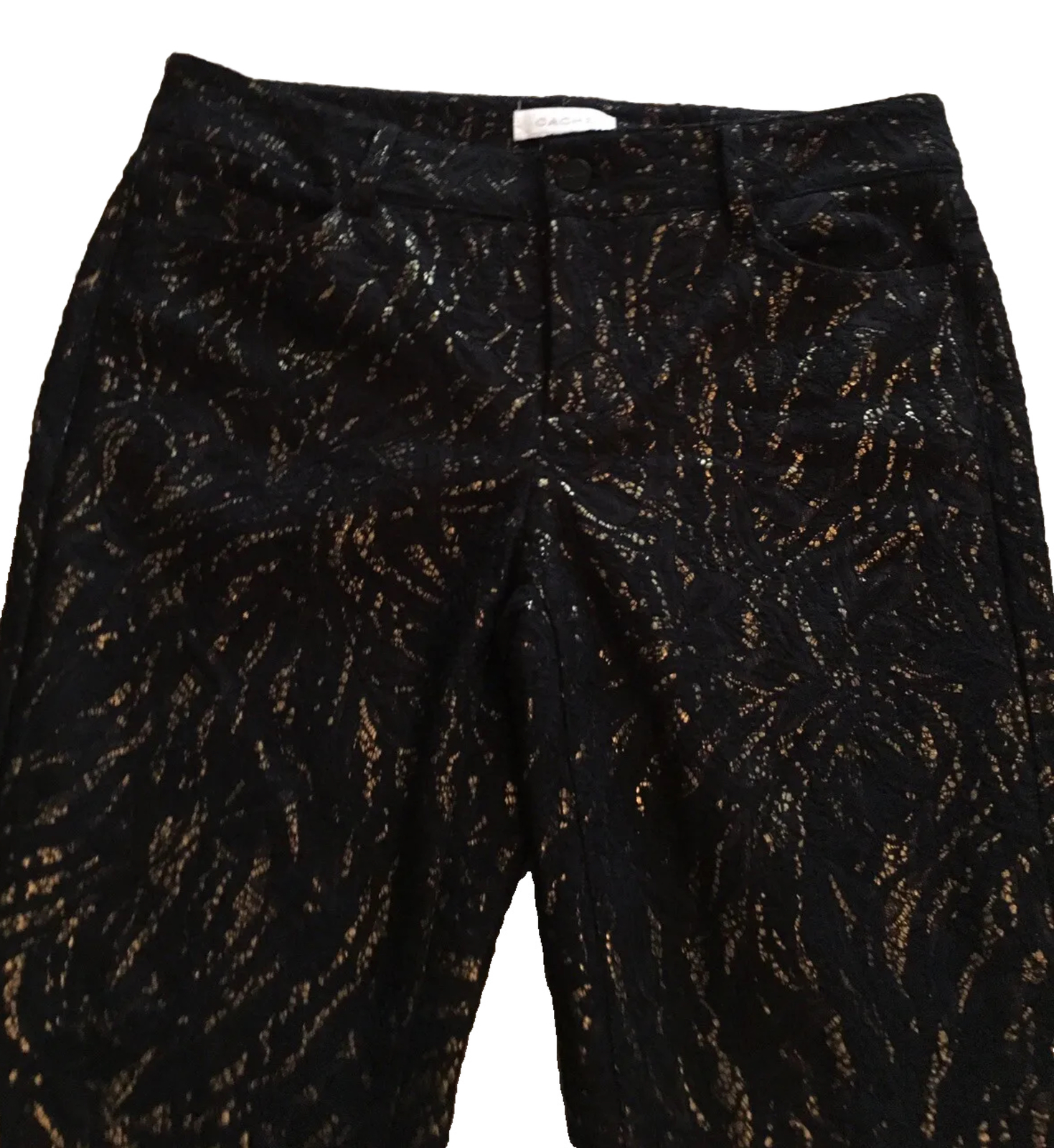 👖🖤Designer Cache - Size 6 Pants patterned Metal… - image 5