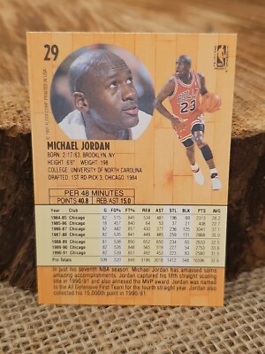NBAカード Michael Jordan Fleer 1991-92 NBA Season Michael Jordan Basketball Card #29