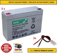 2 X 6V 12  HEAVIER DUTY BAIT BOAT BATTERIES , LEADS for MICROCAT / TECHNICAT 4.8