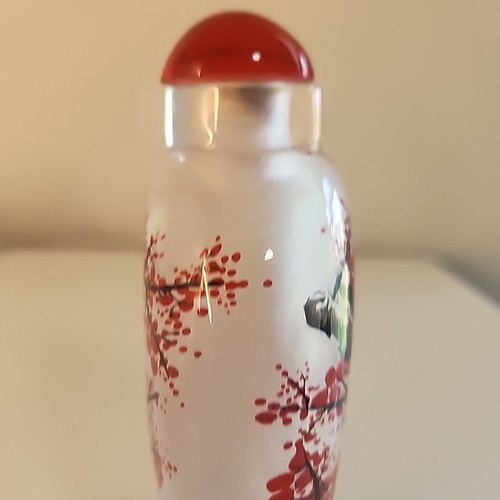 Large Beautiful Chinese Reverse Painted Glass Snuff Bottle 7.5" Tall with Case - Picture 12 of 24