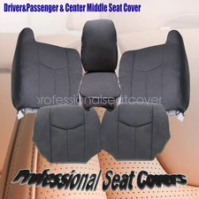 For 2003-2007 Chevy Silverado Both Side &Middle Work Truck Cloth Seat Cover Gray