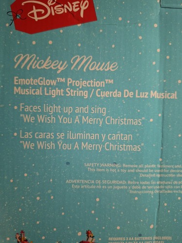 Disney Weihnachten Mickey Mouse Projektion 8 musikalische Lichterketten - 8,2 Fuß lang - Bild 7 von 8