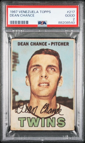 VENEZUELAN PSA 2 GD DEAN CHANCE 1967 VENEZUELA TOPPS #217 GRADED GOOD RARE TPHLC