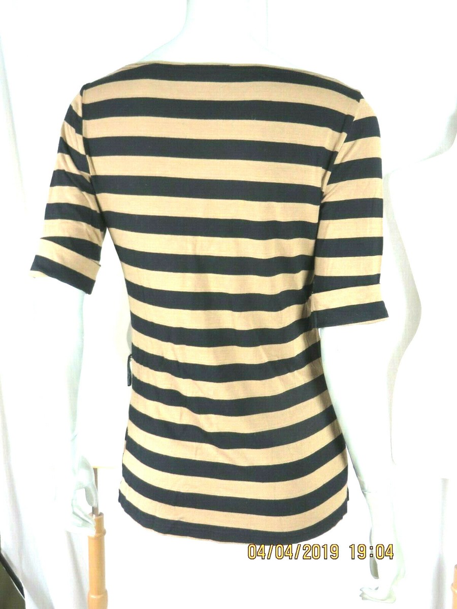 H&M SZ M NWOT Rayon/Spandex Copper Brown/Black Stripe Top