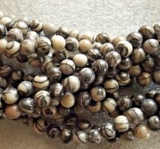 BLACK SILK STONE GEMSTONE BEAD NICE QUALITY 6 8 MM ROUND 16 INCH STRANDS