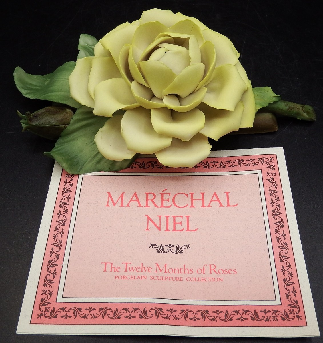 オブジェ　FRANKLIN MINT 薔薇Porcellane VTG 1985 Franklin Mint Porcelain Marechal Niel Rose NEW! | eBay