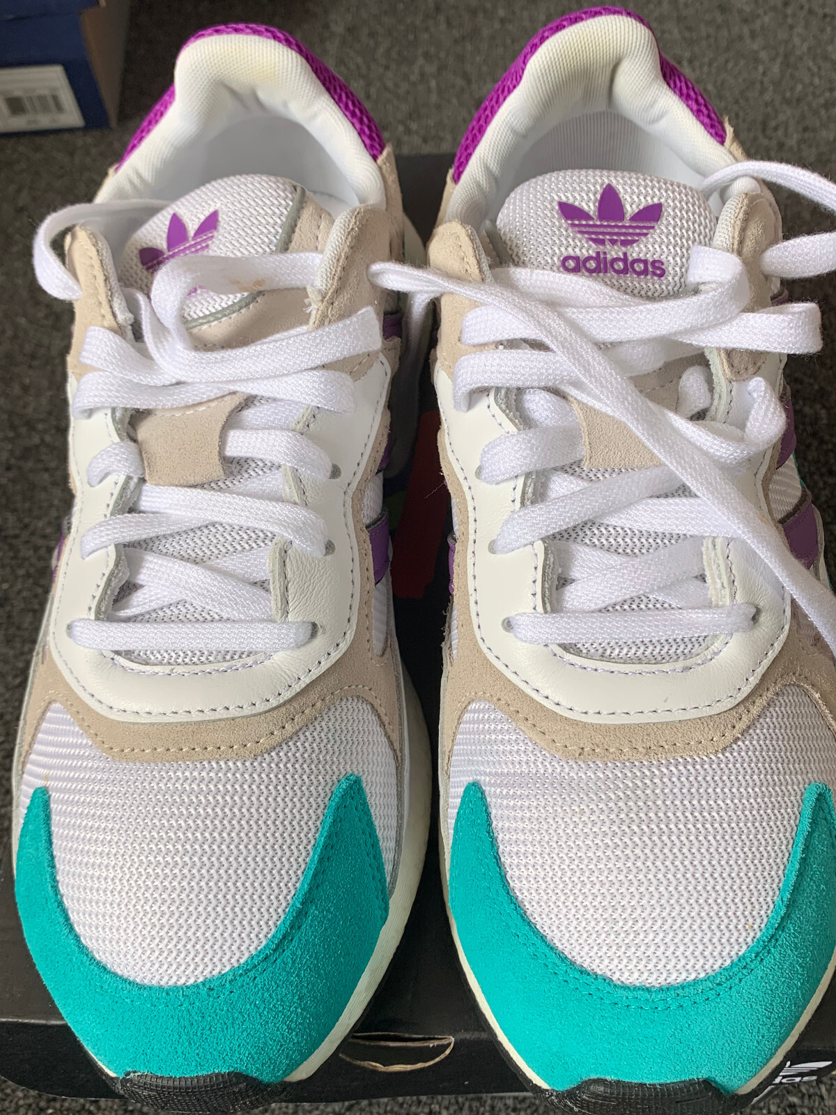 Adidas Originals Tresc Run Boost White Purple Aqua Blue EH1352 Size 10